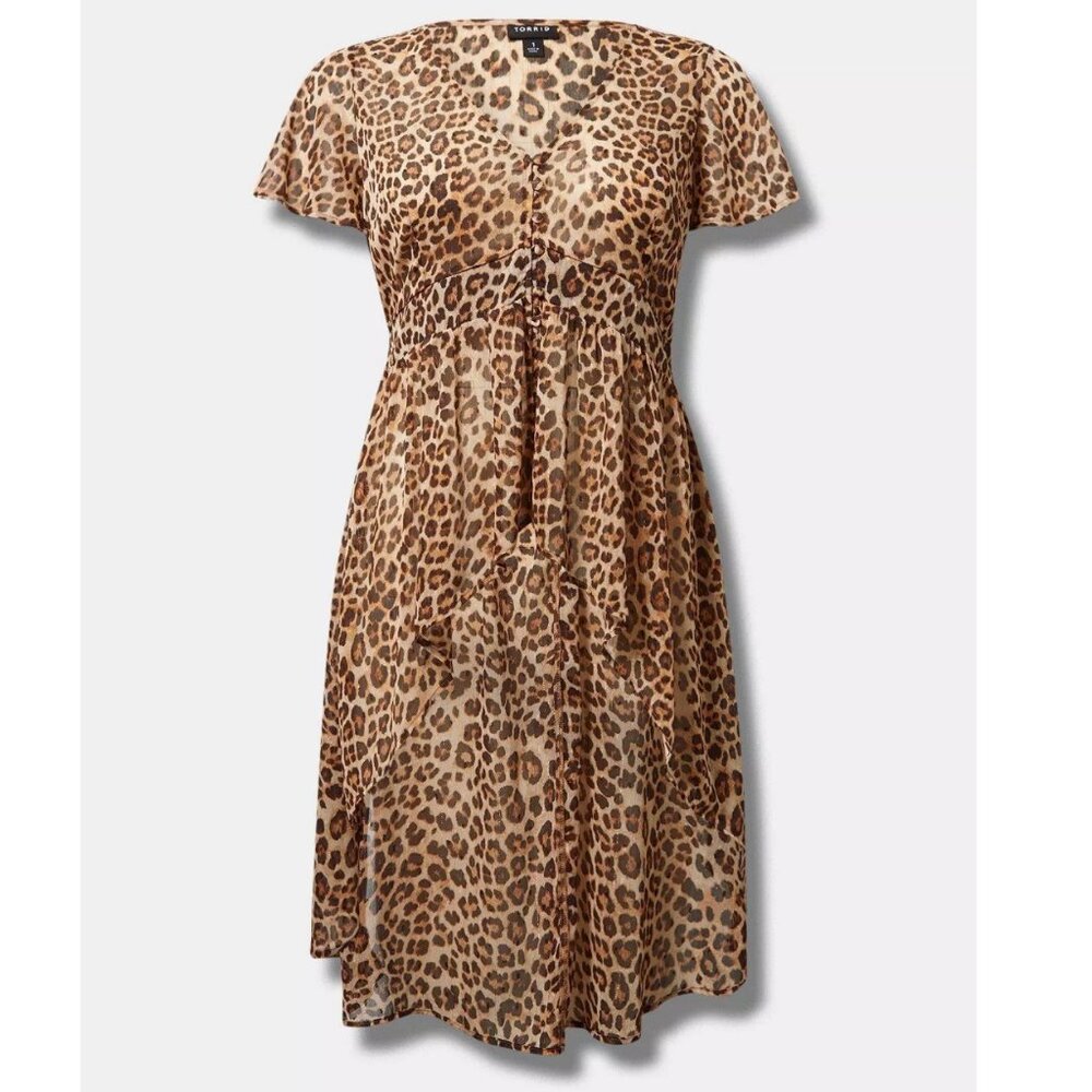 Torrid Chiffon Smocked Waist Extreme High Low Top - Picture 3 of 14